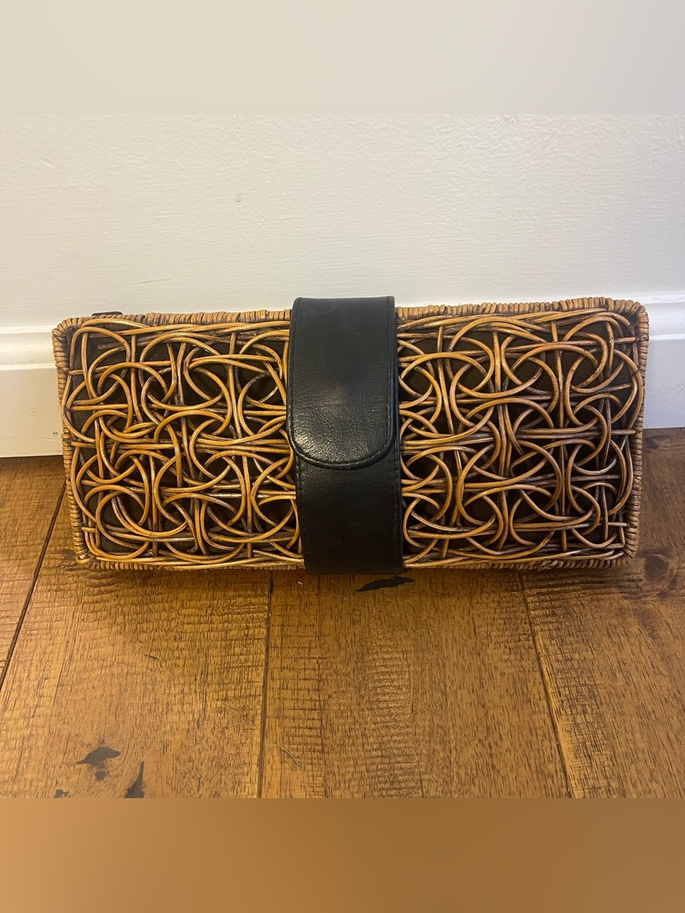 Sarah Stewart The Cameron Clutch Black Bamboo Lambskin Beach Tropical Vacation